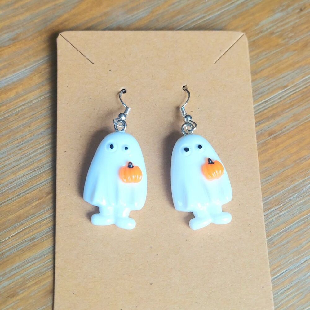 Halloween Ghost Earrings with Pumpkin Halloween Earrings